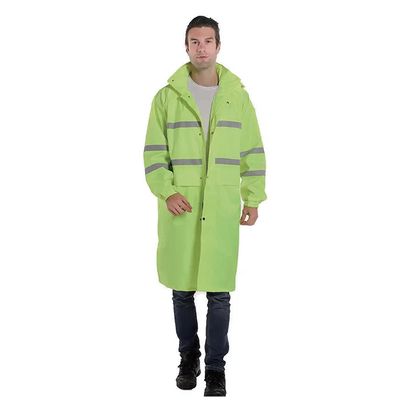 PVC Poncho regnfrakke med reflekterende linjer